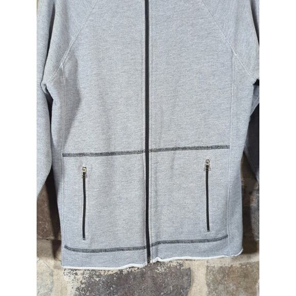 Spa By Chico's Sweatshirt Woman's Small Gray Full Zip Raw Hem Athletic - Picture 4 of 12